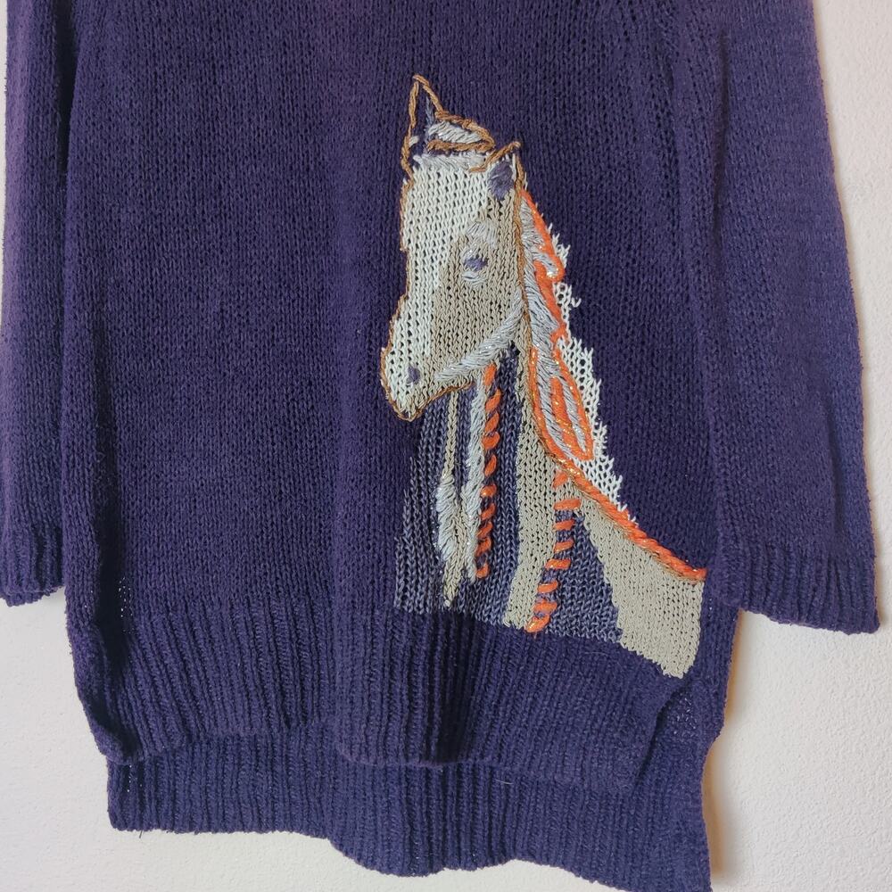 Anthropologie | Moth | Purple Sweater with Horse Design - Picture 6 of 14